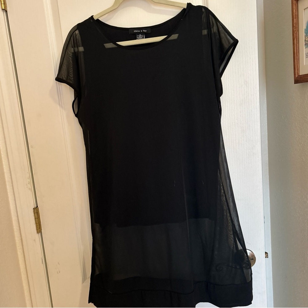 Elegant Black Sheer Tunic Dress